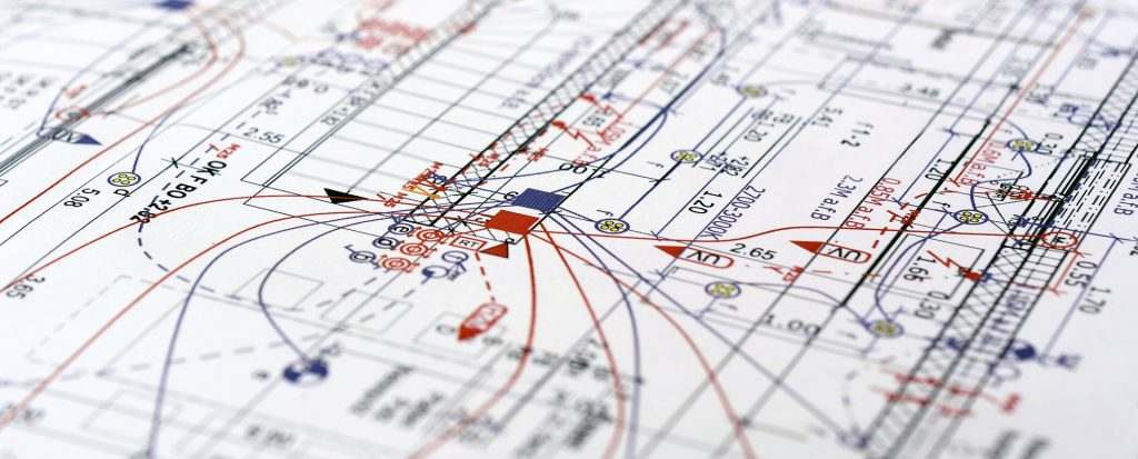Electrical design drawings with distribution schematics